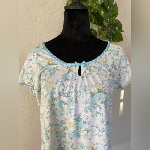 Kathryn Elegant Floral Dress pijama vintage with Blue Flowers Size L - Picture 2 of 8